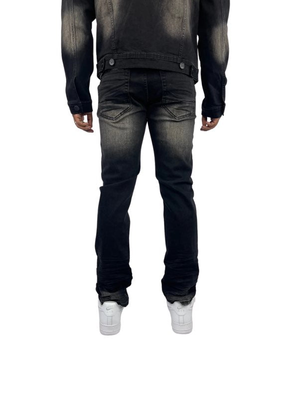 FADED WASH SLIM-FIT JEANS// BLACK WASH