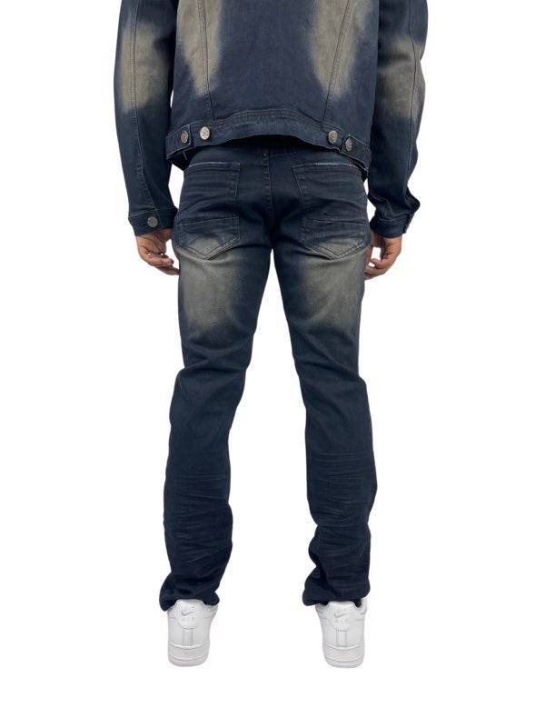 ACID WASH SLIM-FIT JEANS// DARK WASH