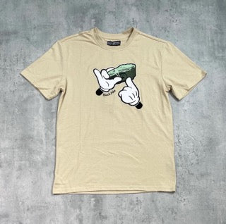 FAT STACKS EMBROIDERED SS T-SHIRT // LT KHAKI