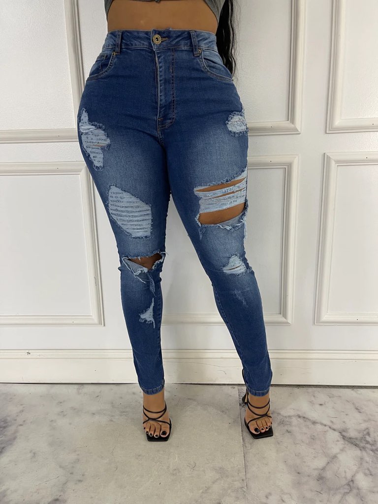 RIPPED OFF FLAP JEANS // MEDIUM BLUE