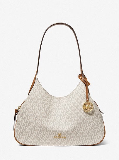 MICHAEL KORS// SIGNATURE KELSEY SHOULDER TOTE// WHITE ACORN