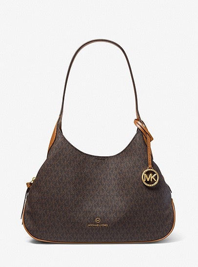 MICHAEL KORS// SIGNATURE KELSEY SHOULDER TOTE// BROWN ACORN