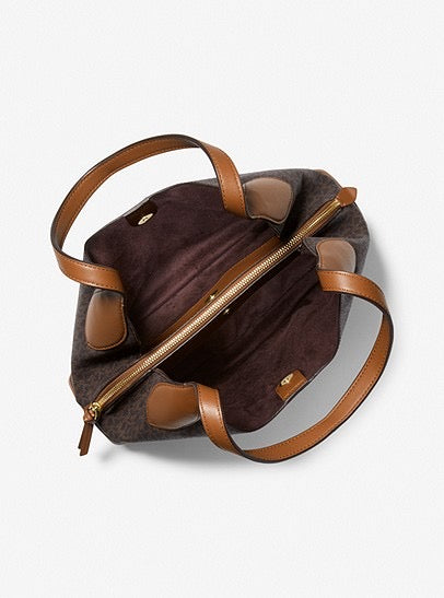 MICHAEL KORS// SIGNATURE KELSEY SHOULDER TOTE// BROWN ACORN